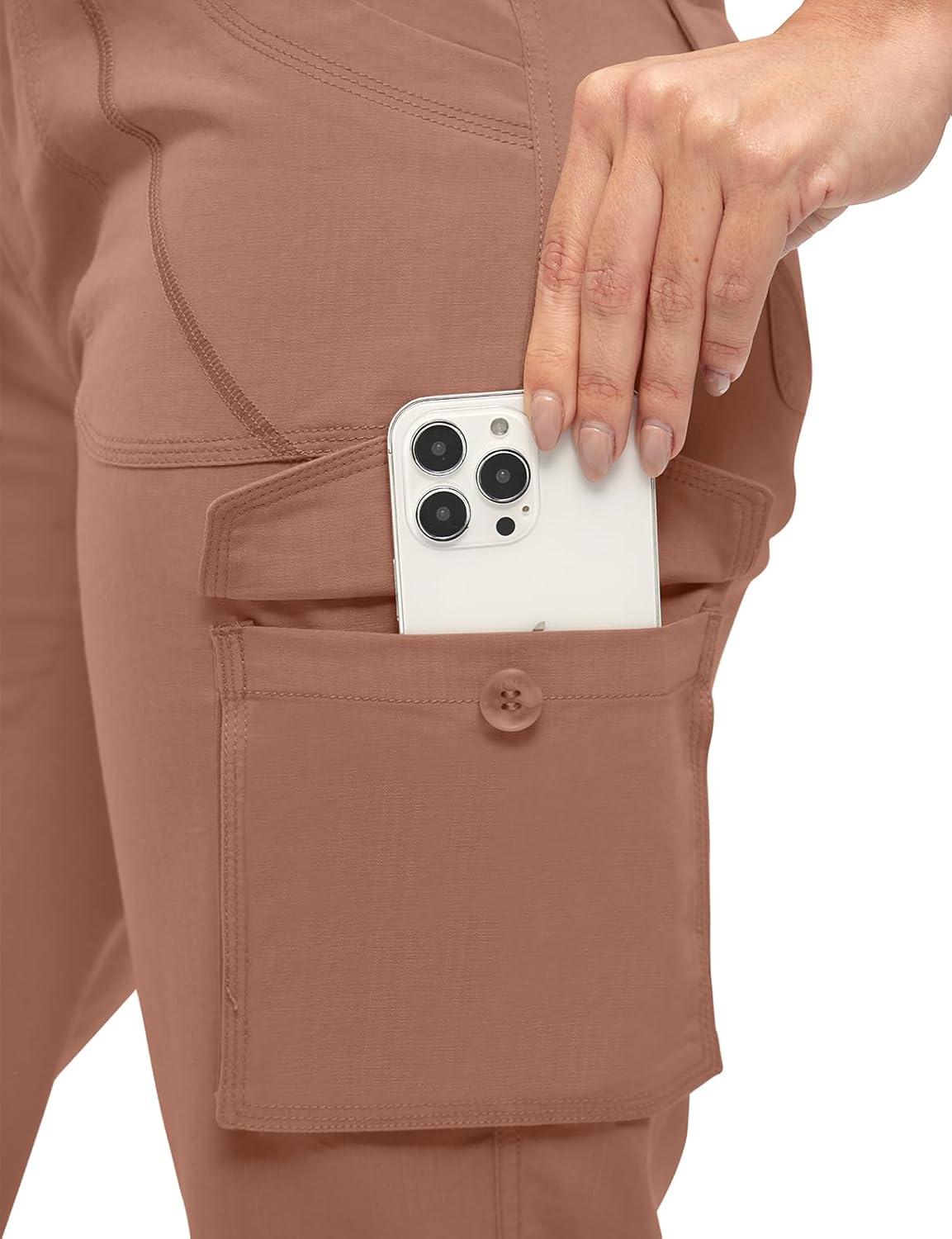 imageTBMPOY Womens Cargo Capris Lightweight Hiking Pants 6 Pockets Quick Dry Casual Outdoor Trip Loose Shorts Cropped CottonGrayish Purplered
