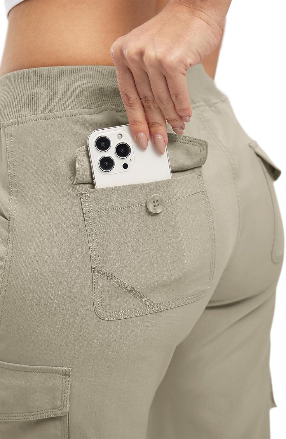 imageTBMPOY Womens Cargo Capris Lightweight Hiking Pants 6 Pockets Quick Dry Casual Outdoor Trip Loose Shorts Cropped CottonGrey Khaki
