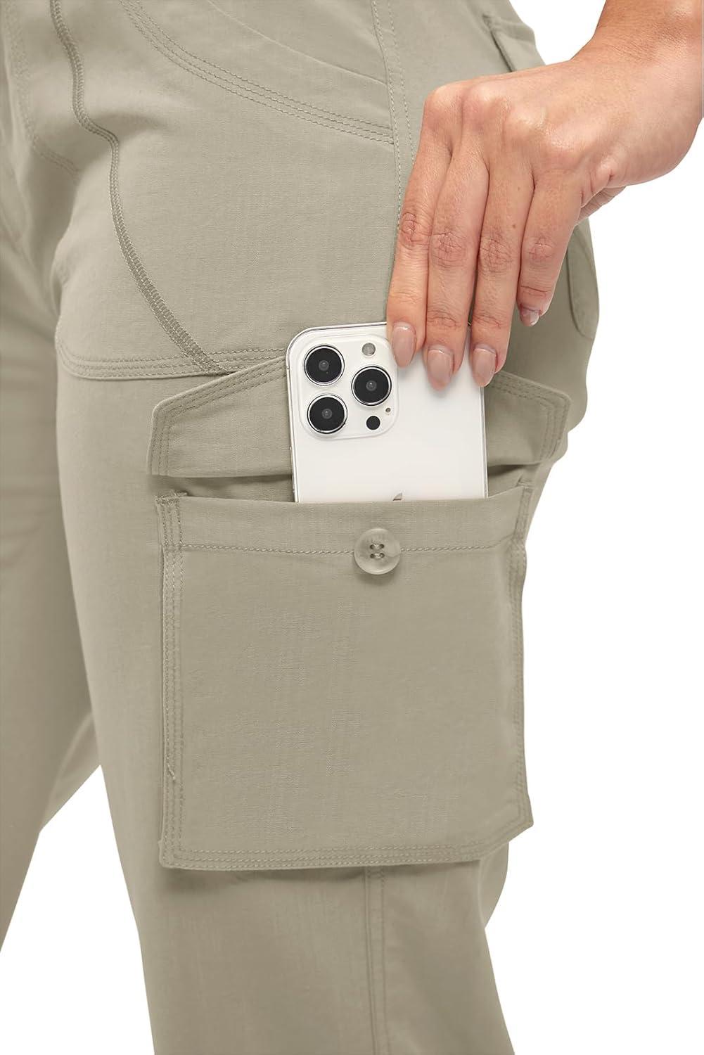 imageTBMPOY Womens Cargo Capris Lightweight Hiking Pants 6 Pockets Quick Dry Casual Outdoor Trip Loose Shorts Cropped CottonGrey Khaki