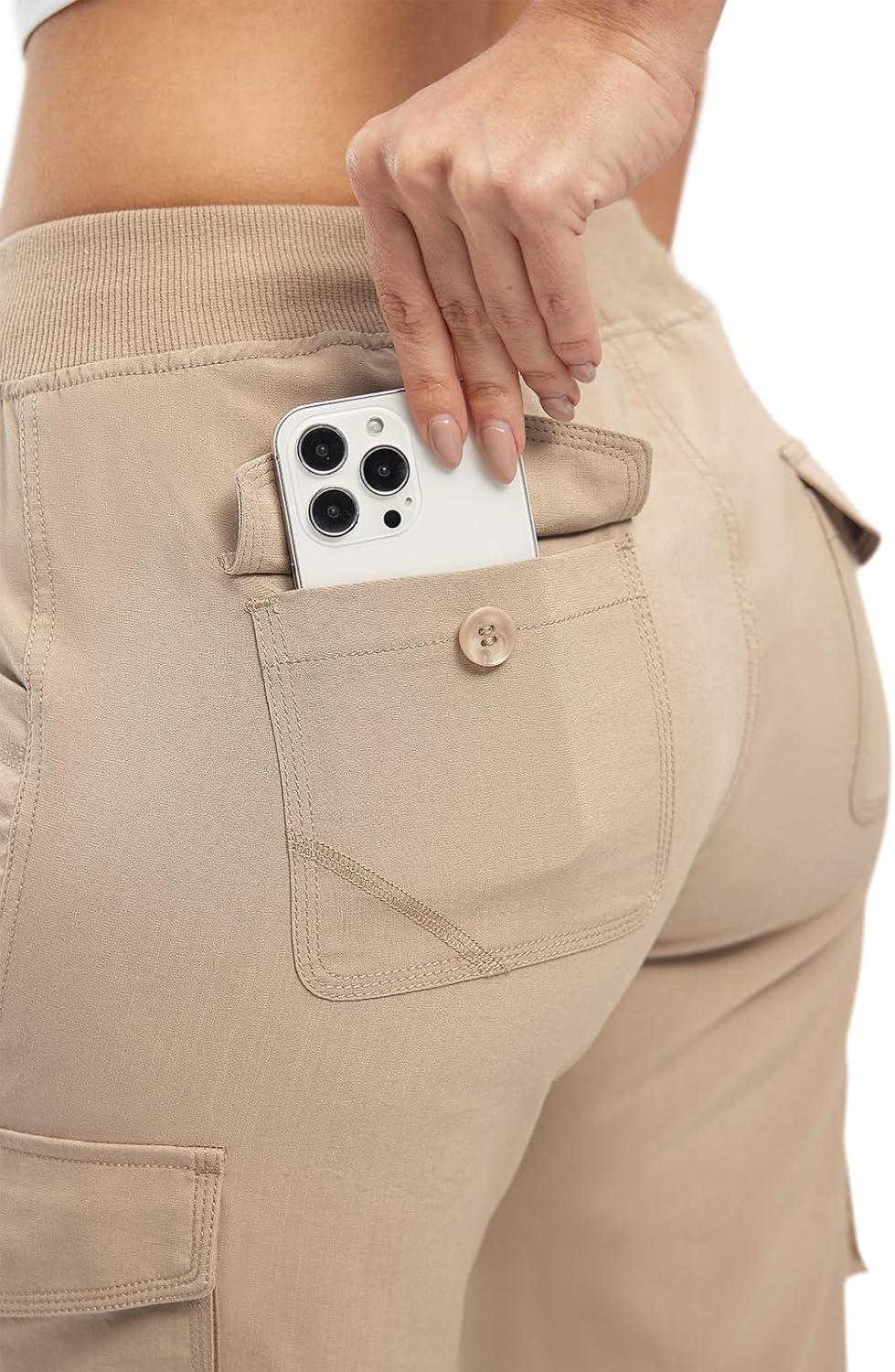 imageTBMPOY Womens Cargo Capris Lightweight Hiking Pants 6 Pockets Quick Dry Casual Outdoor Trip Loose Shorts Cropped CottonKhaki
