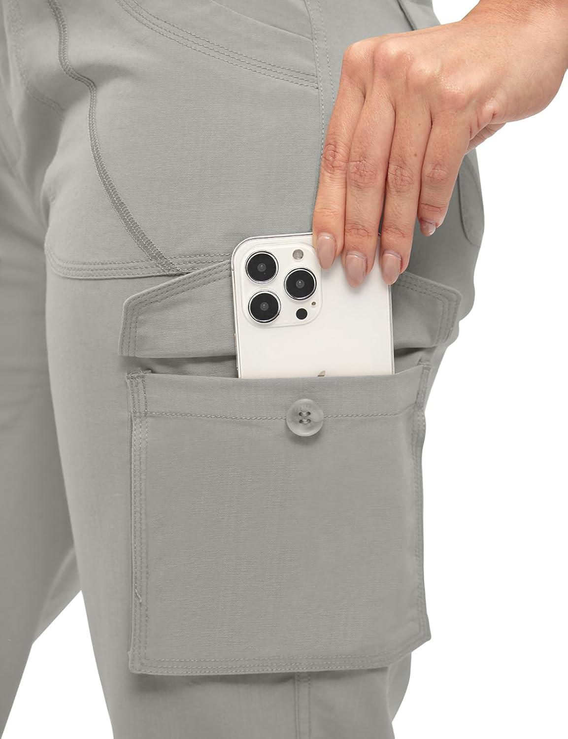 imageTBMPOY Womens Cargo Capris Lightweight Hiking Pants 6 Pockets Quick Dry Casual Outdoor Trip Loose Shorts Cropped CottonMedium Grey