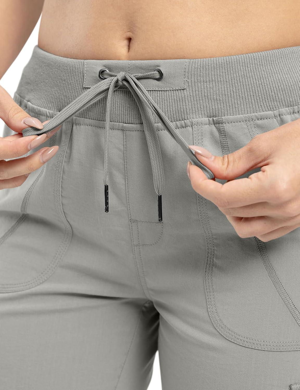 imageTBMPOY Womens Cargo Capris Lightweight Hiking Pants 6 Pockets Quick Dry Casual Outdoor Trip Loose Shorts Cropped CottonMedium Grey