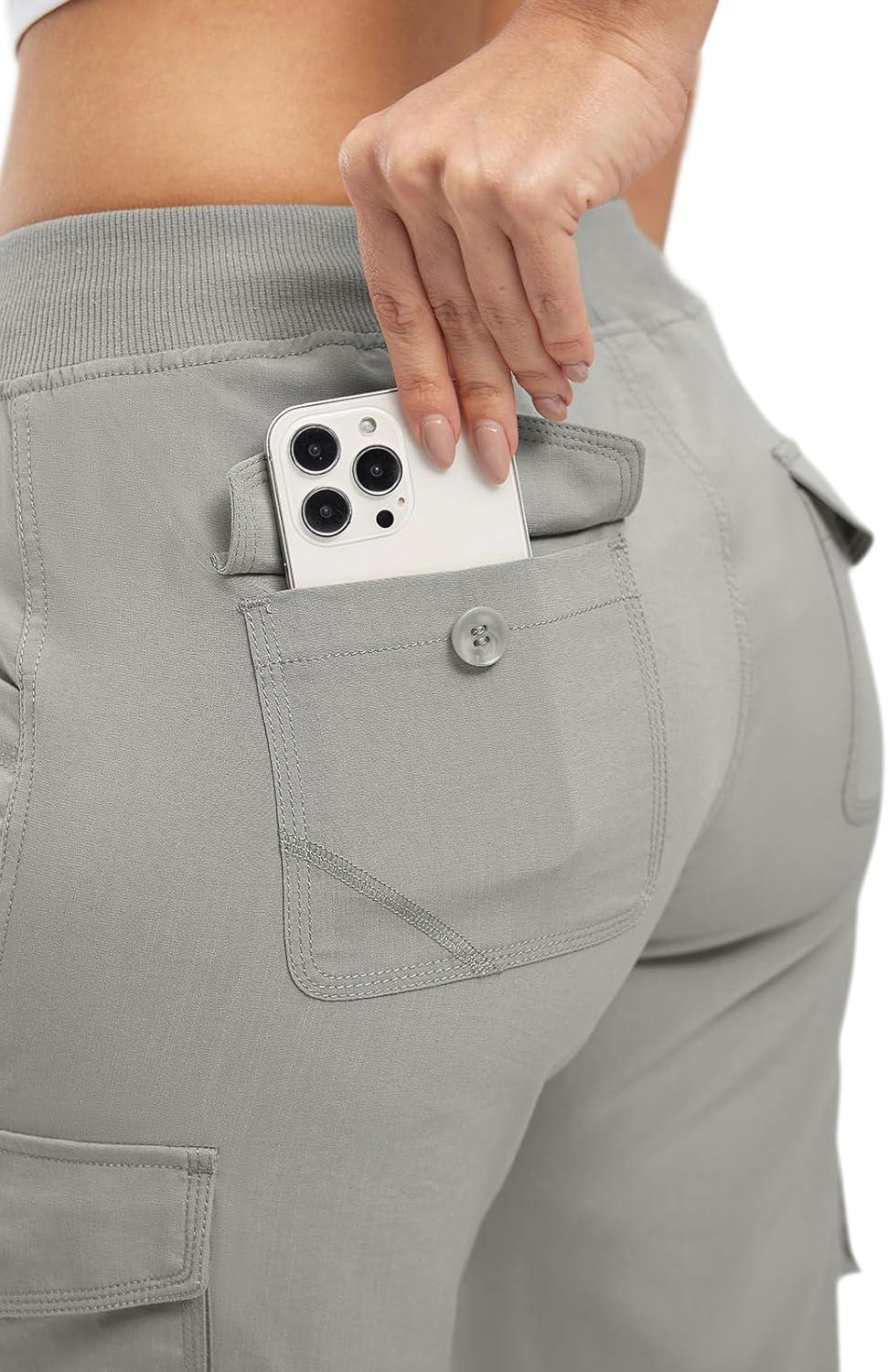 imageTBMPOY Womens Cargo Capris Lightweight Hiking Pants 6 Pockets Quick Dry Casual Outdoor Trip Loose Shorts Cropped CottonMedium Grey