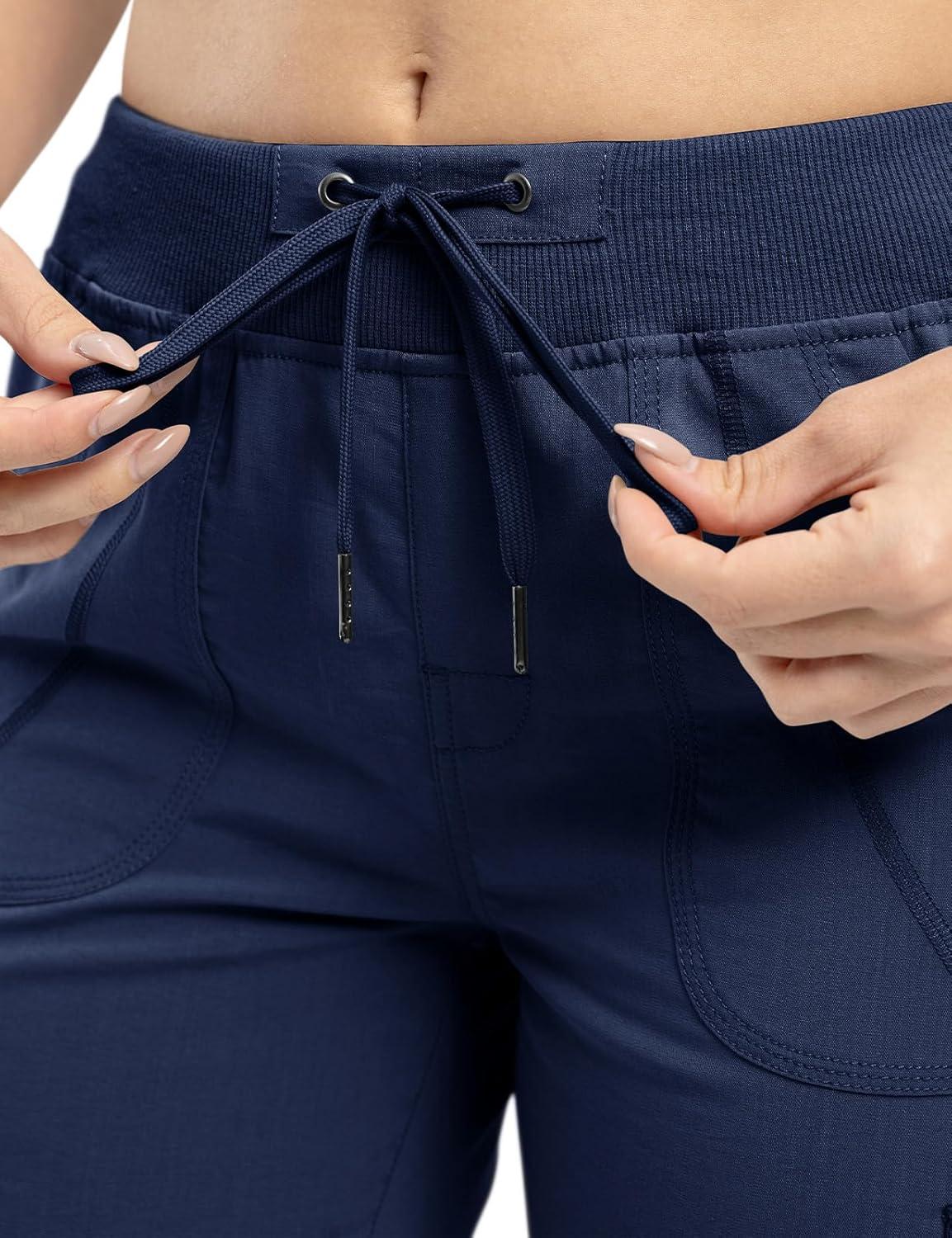 imageTBMPOY Womens Cargo Capris Lightweight Hiking Pants 6 Pockets Quick Dry Casual Outdoor Trip Loose Shorts Cropped CottonNavy