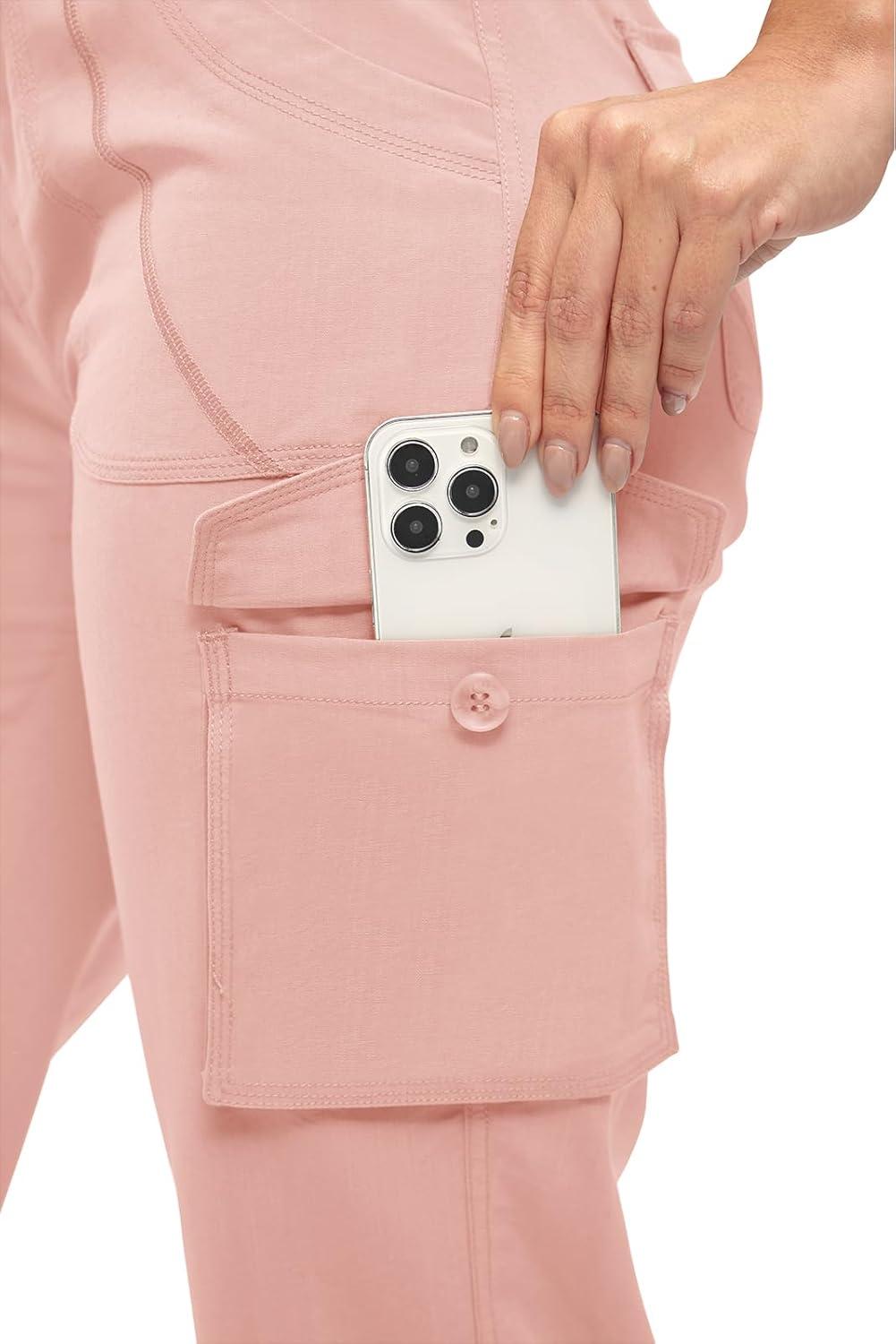 imageTBMPOY Womens Cargo Capris Lightweight Hiking Pants 6 Pockets Quick Dry Casual Outdoor Trip Loose Shorts Cropped CottonPink