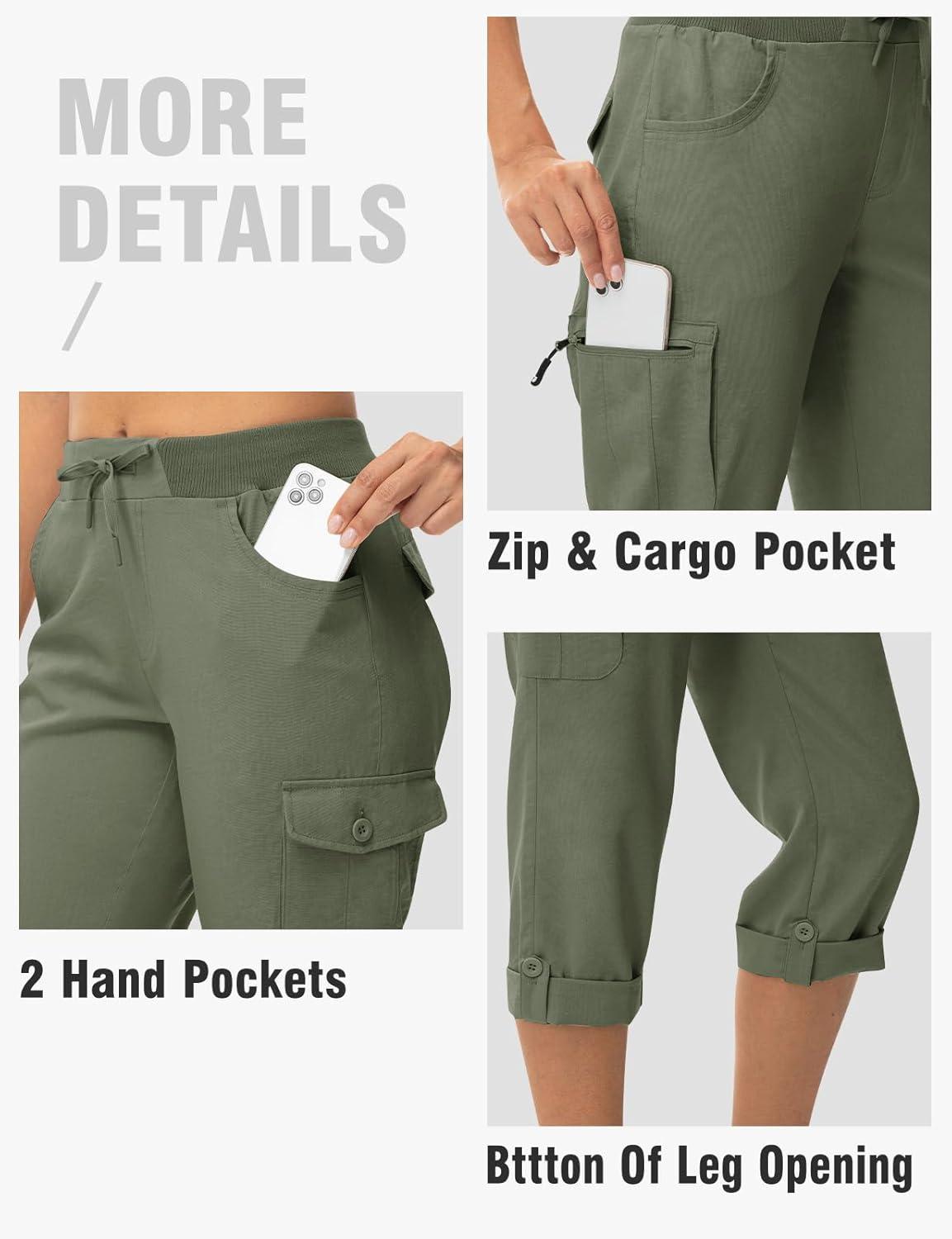 imageTBMPOY Womens Cargo Capris with Pockets Lightweight Hiking Capris Pants Quick Dry Casual Cropped Pants Summer Trip CottonStyle 2army Green