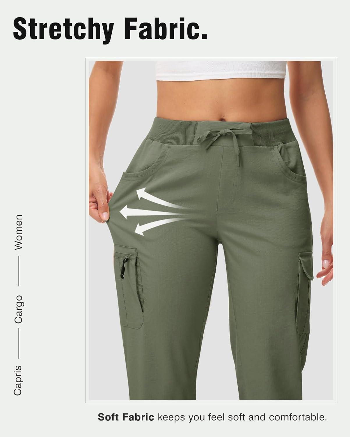 imageTBMPOY Womens Cargo Capris with Pockets Lightweight Hiking Capris Pants Quick Dry Casual Cropped Pants Summer Trip CottonStyle 2army Green
