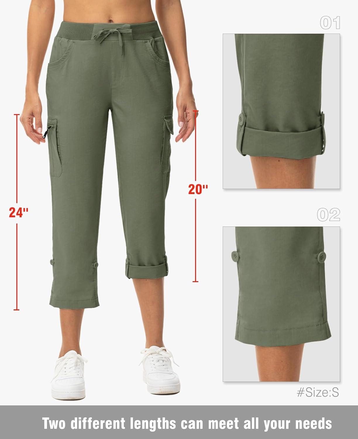 imageTBMPOY Womens Cargo Capris with Pockets Lightweight Hiking Capris Pants Quick Dry Casual Cropped Pants Summer Trip CottonStyle 2army Green