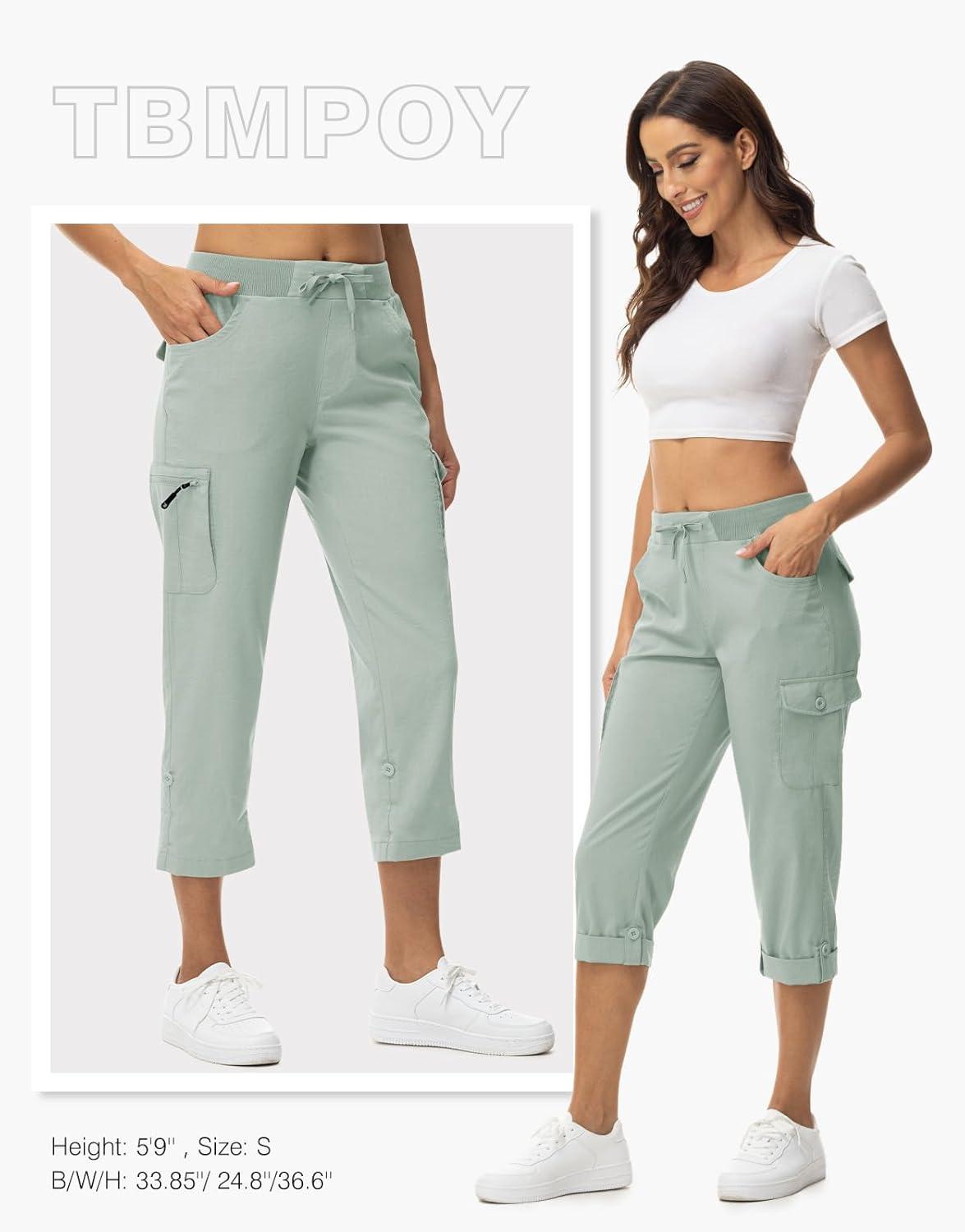 imageTBMPOY Womens Cargo Capris with Pockets Lightweight Hiking Capris Pants Quick Dry Casual Cropped Pants Summer Trip CottonStyle 2blue