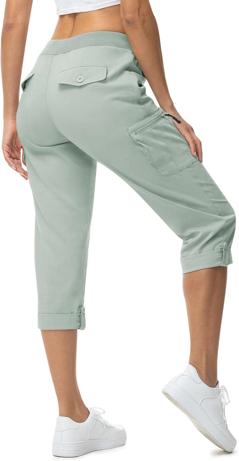 imageTBMPOY Womens Cargo Capris with Pockets Lightweight Hiking Capris Pants Quick Dry Casual Cropped Pants Summer Trip CottonStyle 2blue