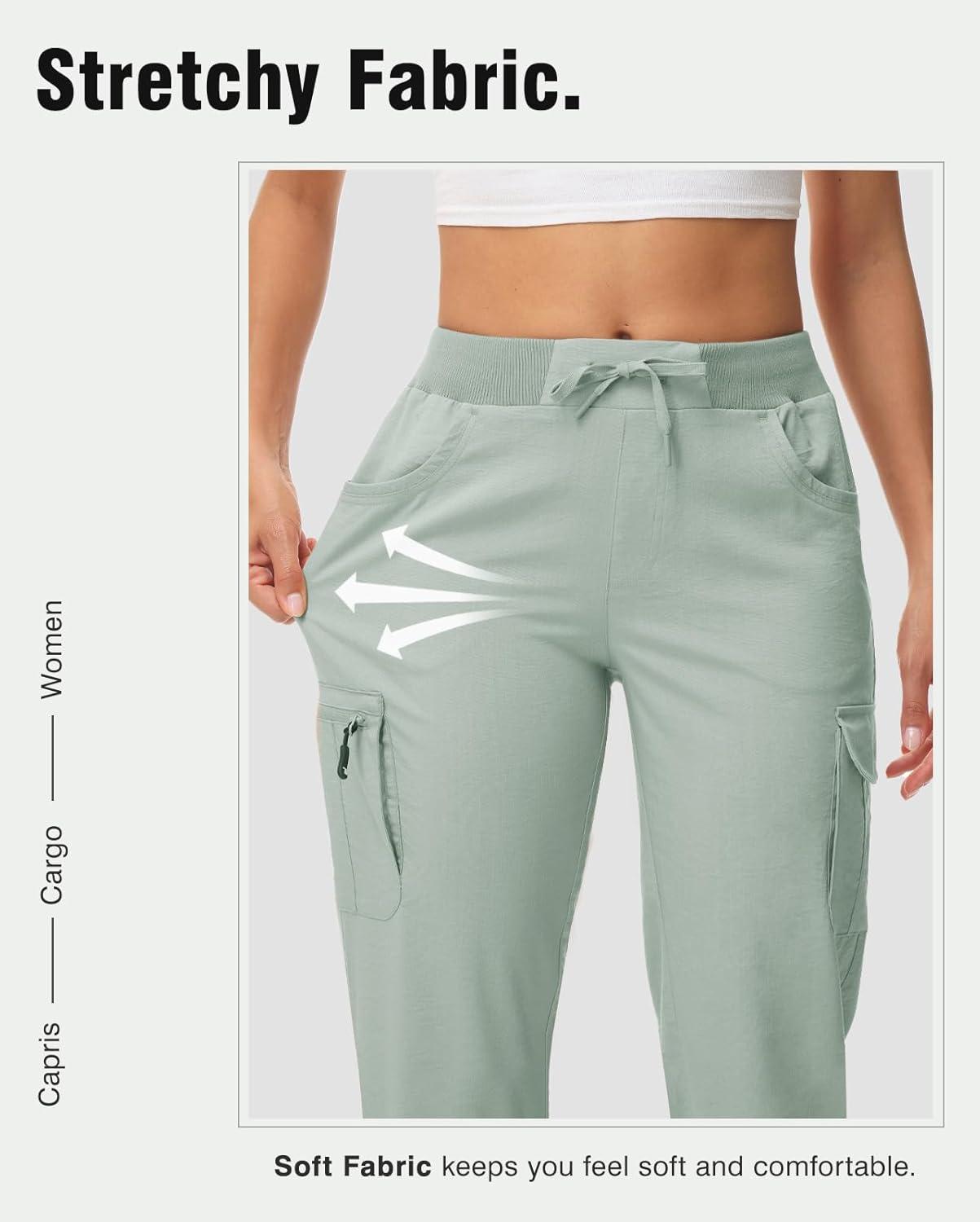 imageTBMPOY Womens Cargo Capris with Pockets Lightweight Hiking Capris Pants Quick Dry Casual Cropped Pants Summer Trip CottonStyle 2blue