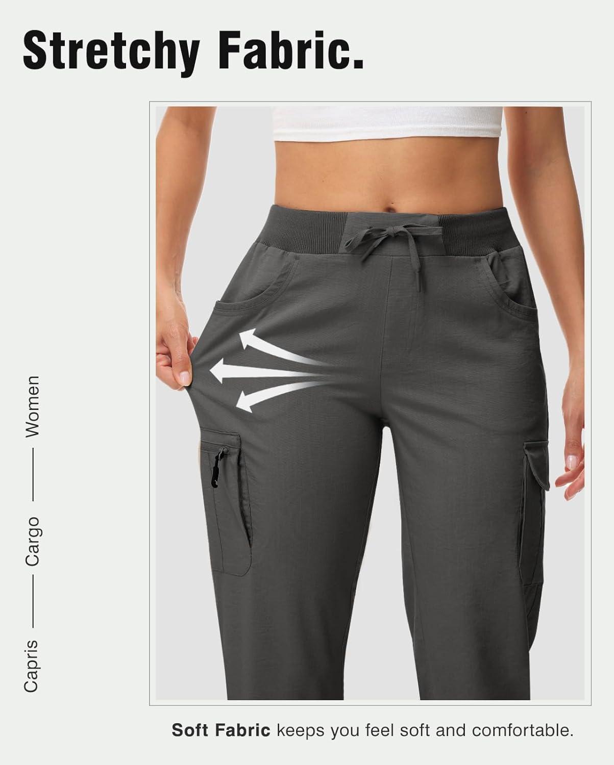 imageTBMPOY Womens Cargo Capris with Pockets Lightweight Hiking Capris Pants Quick Dry Casual Cropped Pants Summer Trip CottonStyle 2dark Grey
