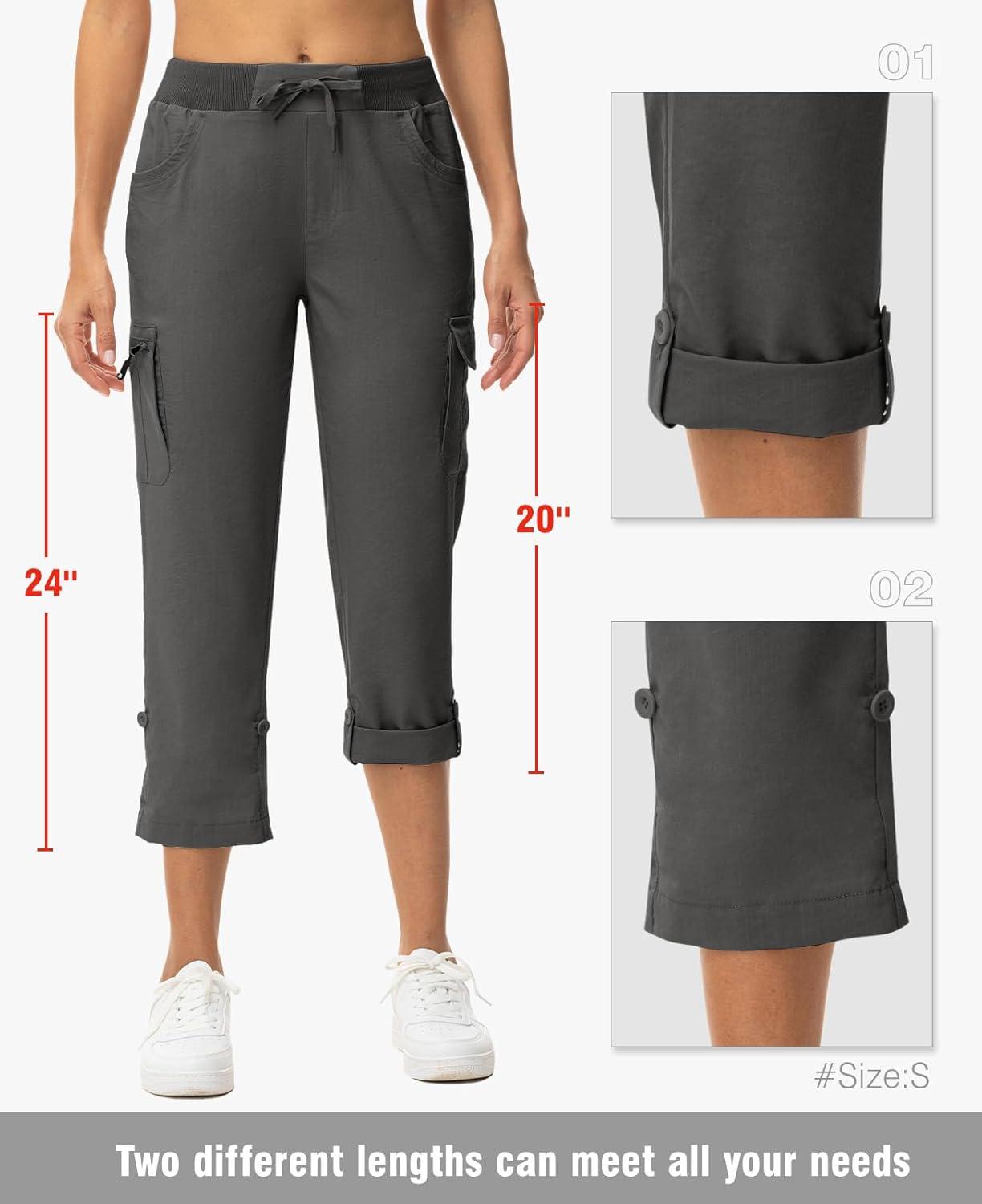 imageTBMPOY Womens Cargo Capris with Pockets Lightweight Hiking Capris Pants Quick Dry Casual Cropped Pants Summer Trip CottonStyle 2dark Grey