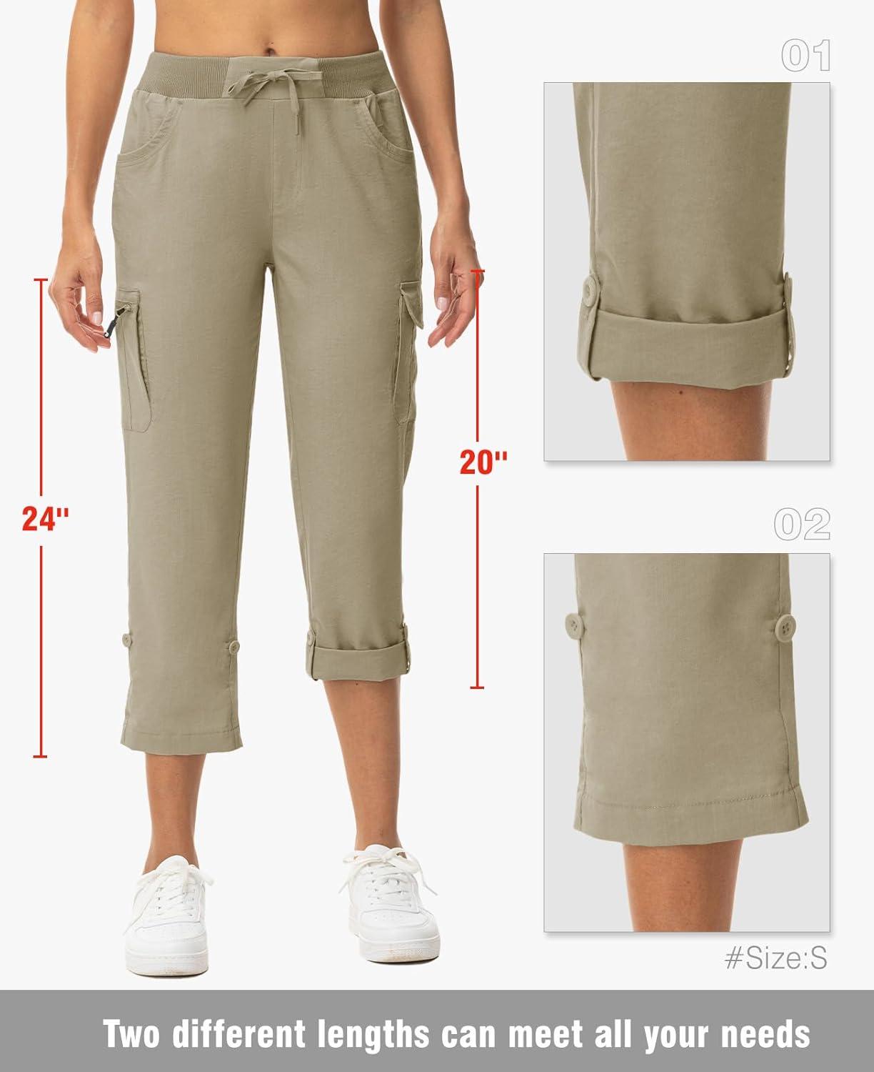 imageTBMPOY Womens Cargo Capris with Pockets Lightweight Hiking Capris Pants Quick Dry Casual Cropped Pants Summer Trip CottonStyle 2grey Khaki