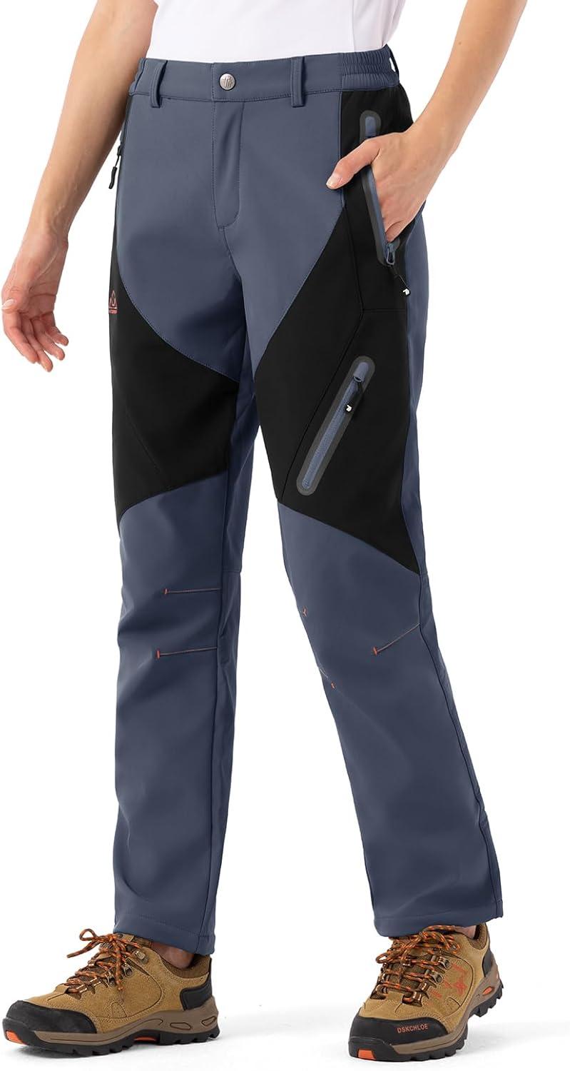 imageTBMPOY Womens Hiking Cargo Pants Outdoor Waterproof Windproof Softshell Fleece Snow Pants2cool Gray