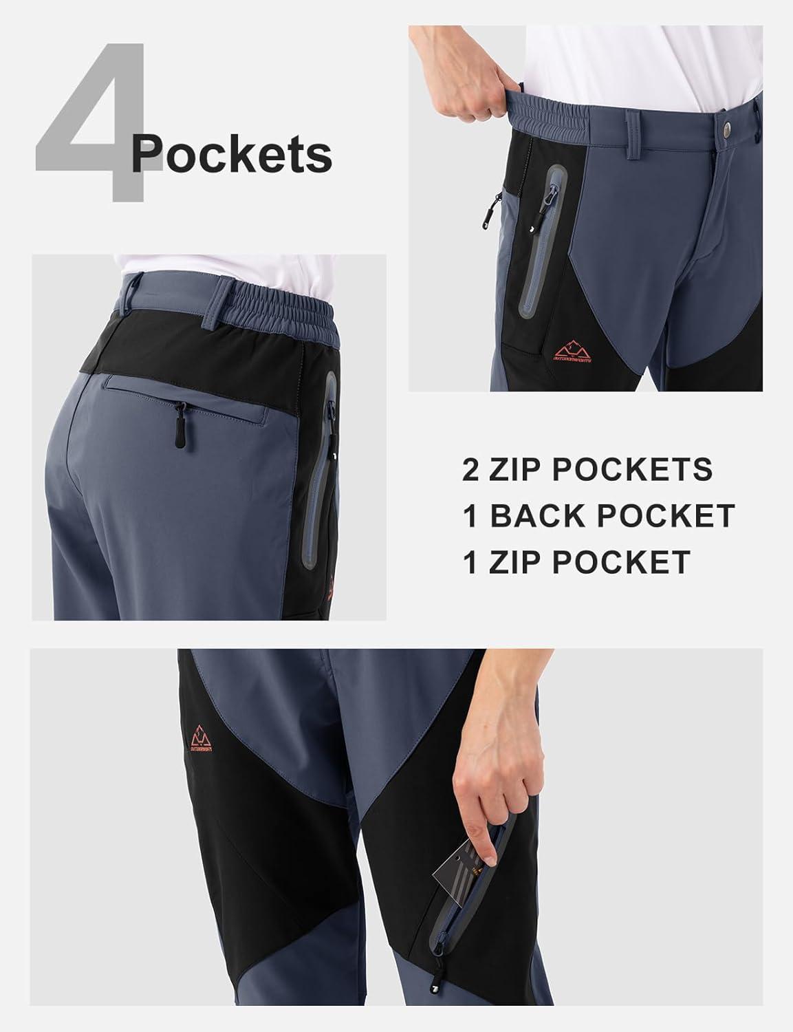 imageTBMPOY Womens Hiking Cargo Pants Outdoor Waterproof Windproof Softshell Fleece Snow Pants2cool Gray