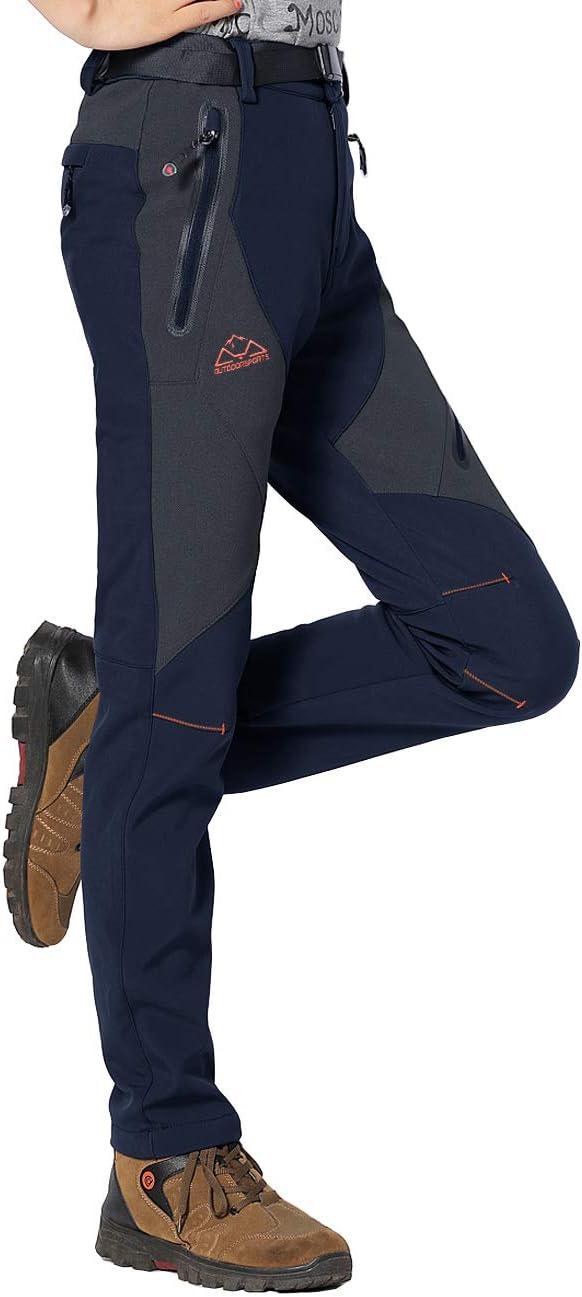 imageTBMPOY Womens Hiking Cargo Pants Outdoor Waterproof Windproof Softshell Fleece Snow Pants6navy
