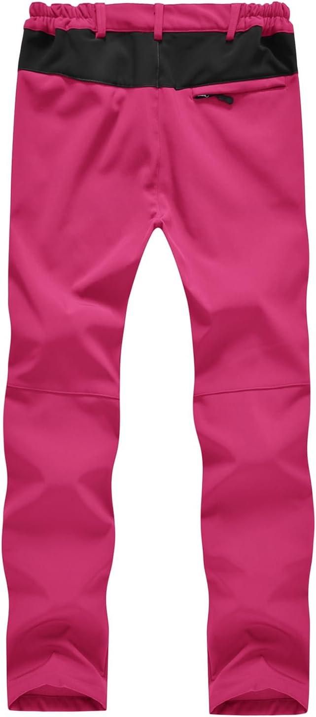 imageTBMPOY Womens Hiking Cargo Pants Outdoor Waterproof Windproof Softshell Fleece Snow Pants8rose