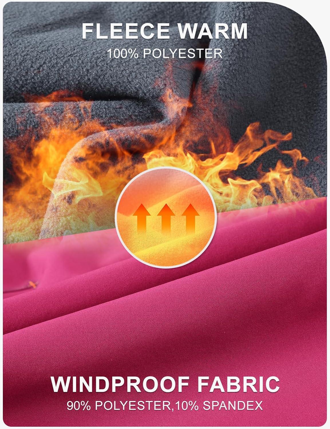 imageTBMPOY Womens Hiking Cargo Pants Outdoor Waterproof Windproof Softshell Fleece Snow Pants8rose