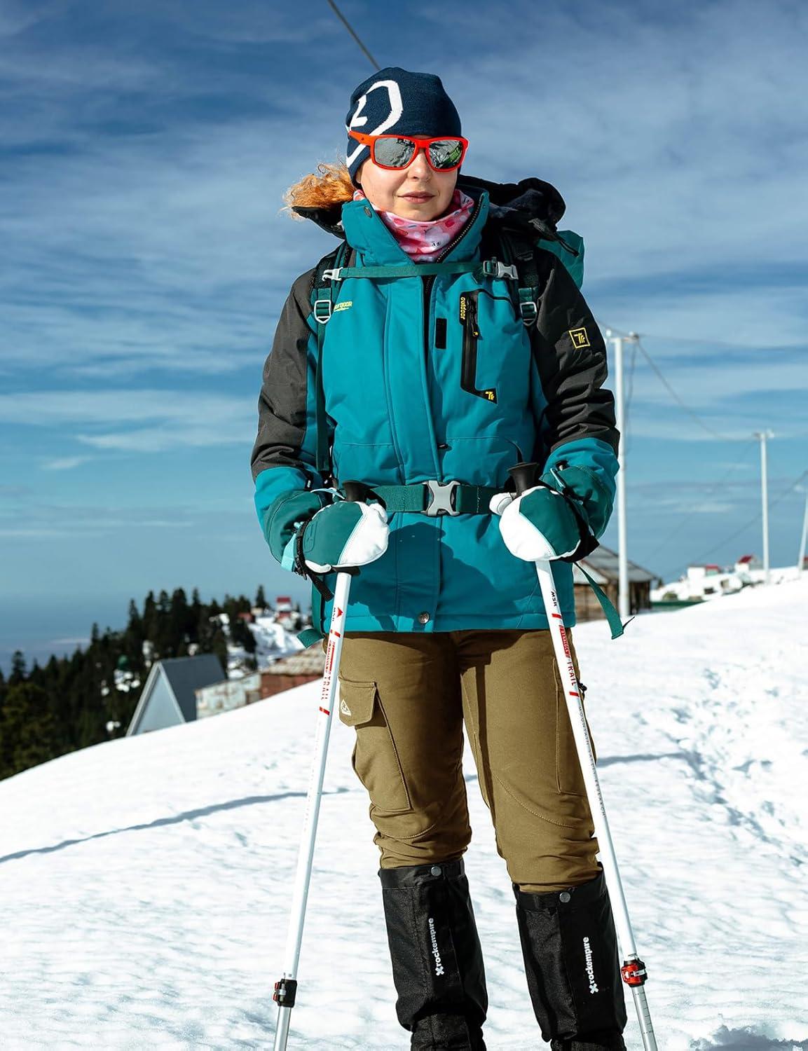 imageTBMPOY Womens Hiking Cargo Pants Outdoor Waterproof Windproof Softshell Fleece Snow PantsKhaki