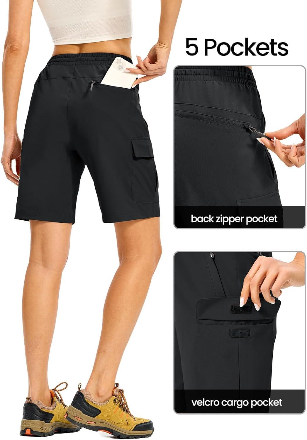imageTBMPOY Womens Hiking Cargo Shorts 85quot Lightweight QuickDry Water Resistant Athletic Shorts with Zipper PocketsDark Grey