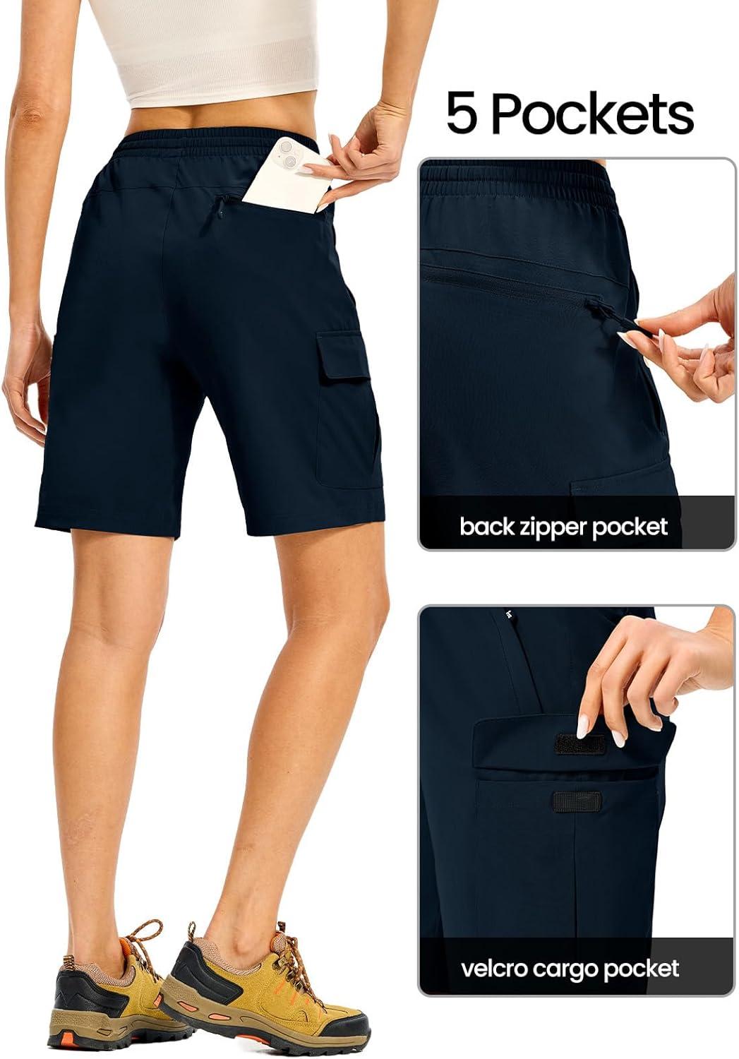 imageTBMPOY Womens Hiking Cargo Shorts 85quot Lightweight QuickDry Water Resistant Athletic Shorts with Zipper PocketsNavy