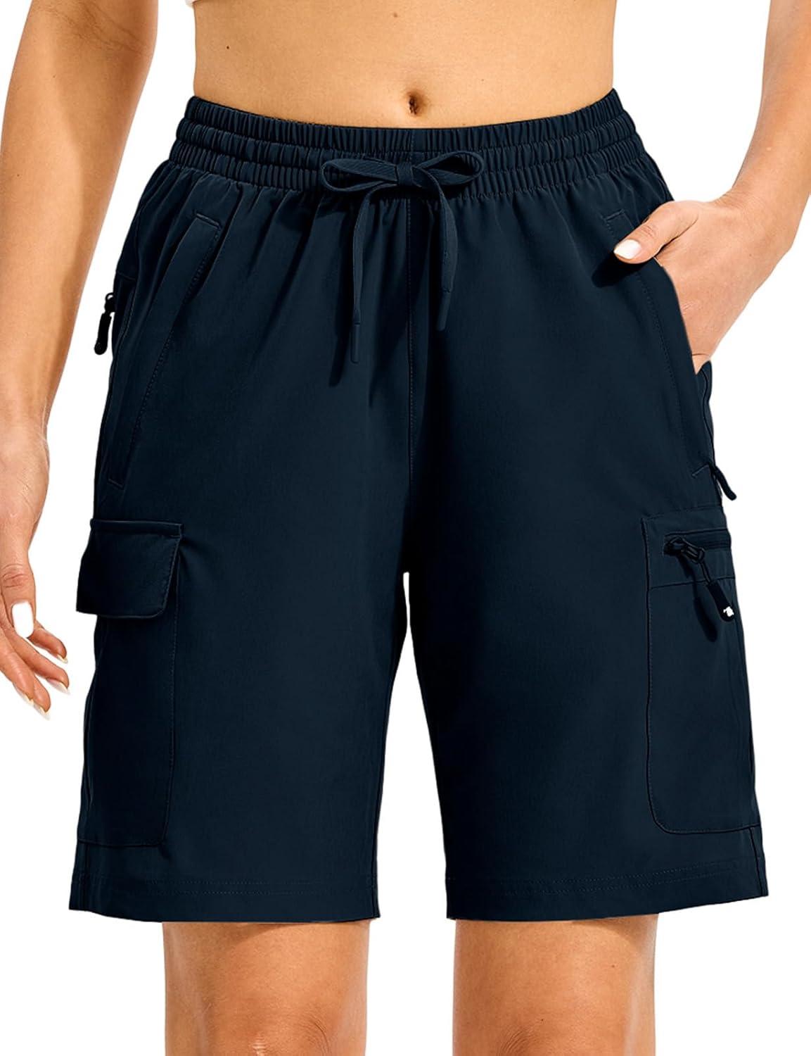 imageTBMPOY Womens Hiking Cargo Shorts 85quot Lightweight QuickDry Water Resistant Athletic Shorts with Zipper PocketsNavy