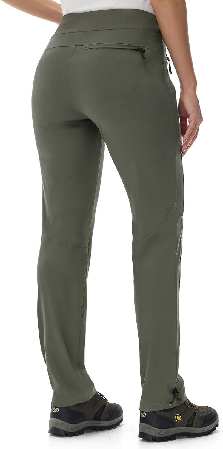 imageTBMPOY Womens Hiking Pants Lightweight Water Resistant Travel Joggers Quick Dry Outdoor Athletic Pants Zipper PocketsArmy Green