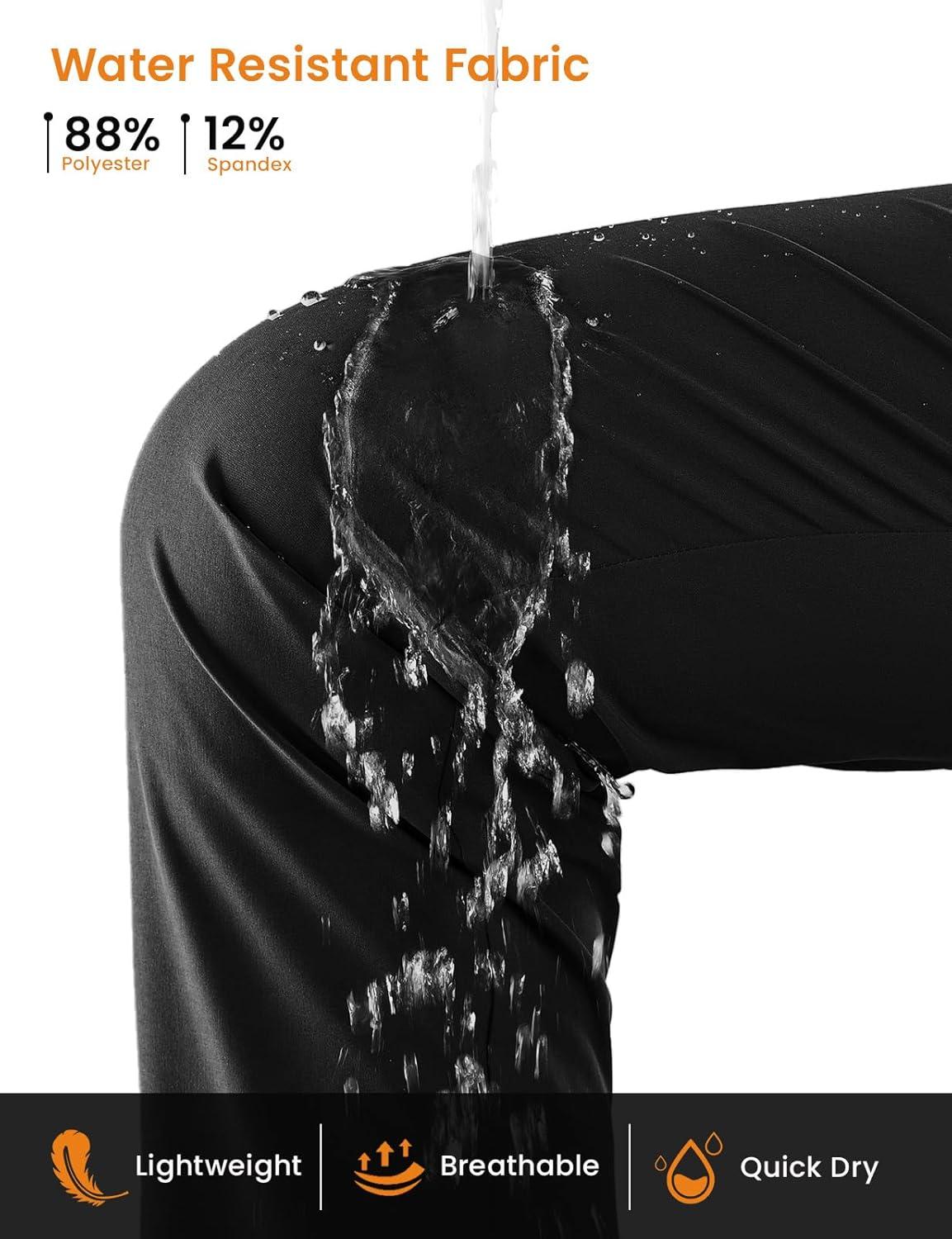 imageTBMPOY Womens Hiking Pants Lightweight Water Resistant Travel Joggers Quick Dry Outdoor Athletic Pants Zipper PocketsBlack