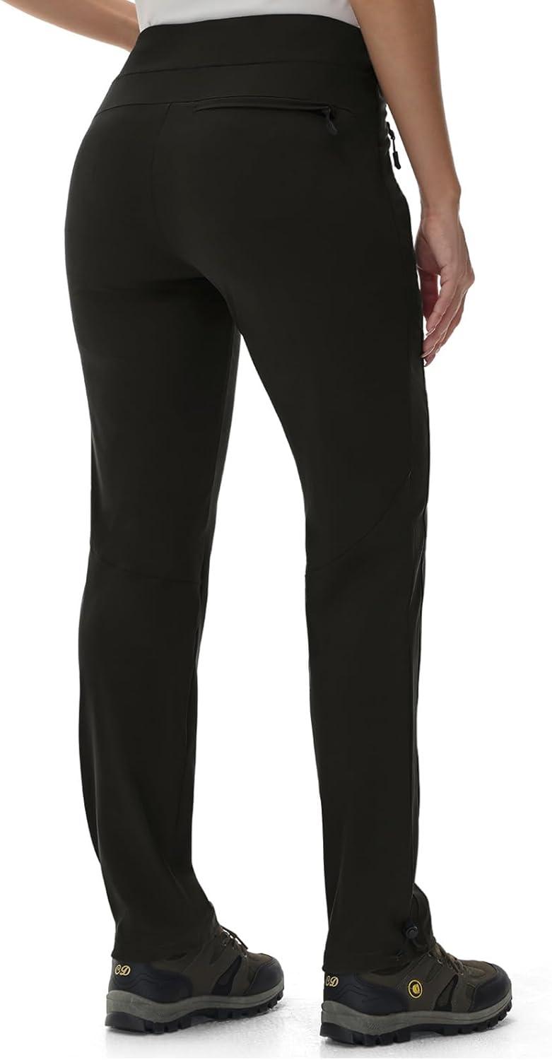 imageTBMPOY Womens Hiking Pants Lightweight Water Resistant Travel Joggers Quick Dry Outdoor Athletic Pants Zipper PocketsBlack