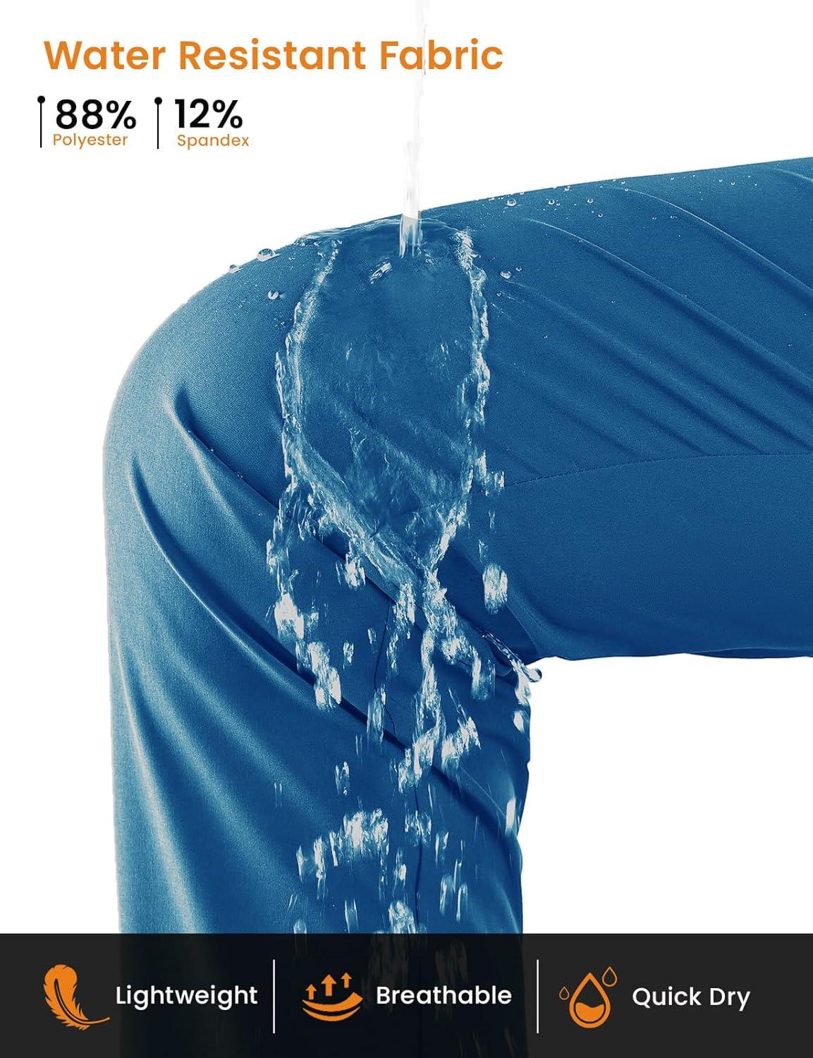 imageTBMPOY Womens Hiking Pants Lightweight Water Resistant Travel Joggers Quick Dry Outdoor Athletic Pants Zipper PocketsBlue
