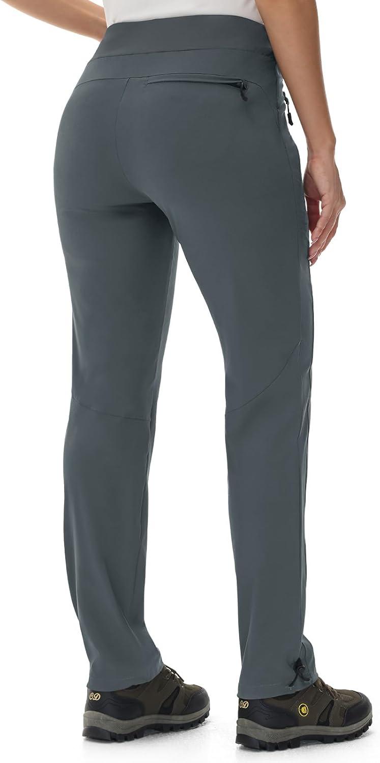 imageTBMPOY Womens Hiking Pants Lightweight Water Resistant Travel Joggers Quick Dry Outdoor Athletic Pants Zipper PocketsCold Grey