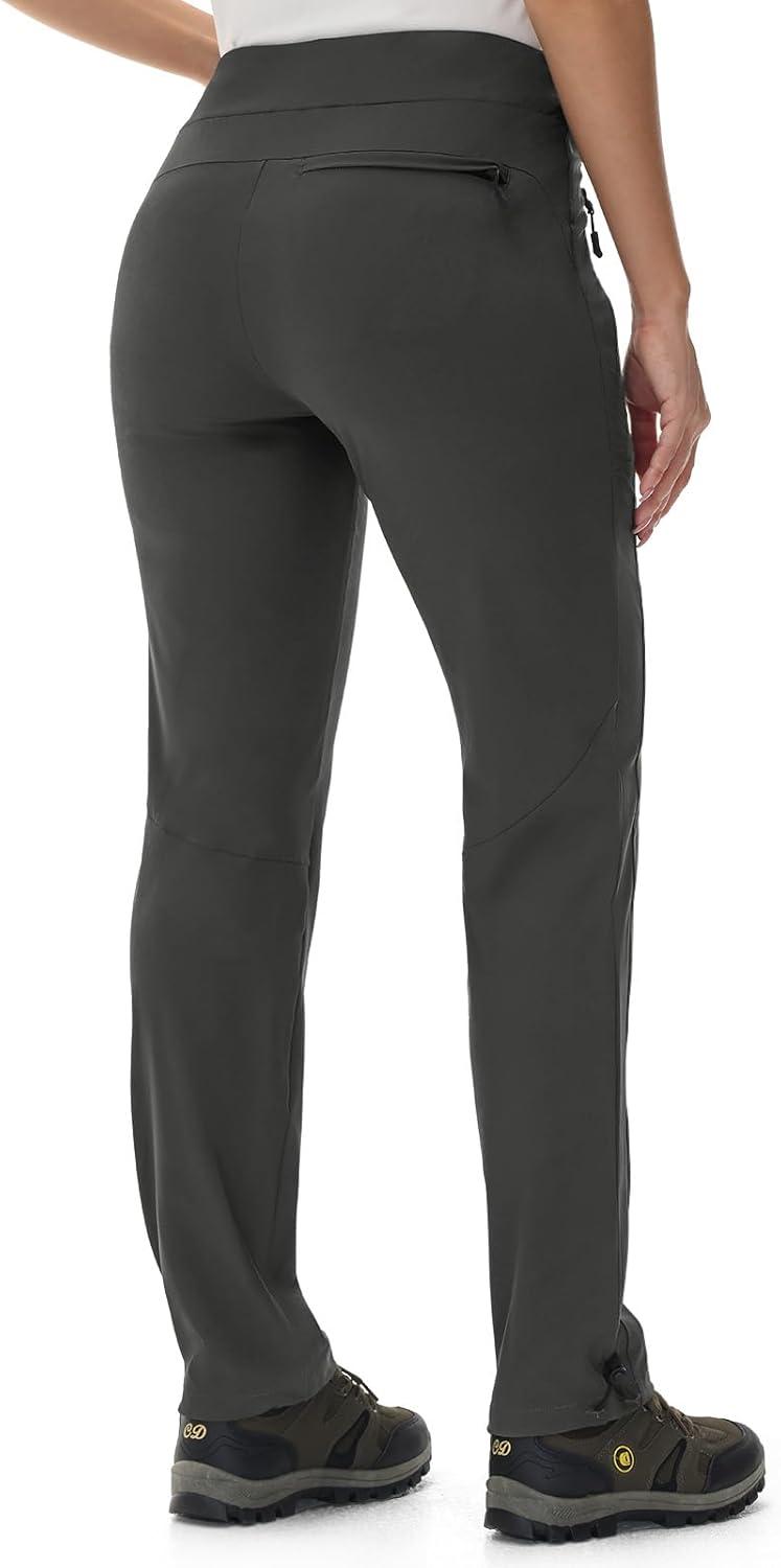 imageTBMPOY Womens Hiking Pants Lightweight Water Resistant Travel Joggers Quick Dry Outdoor Athletic Pants Zipper PocketsDark Grey