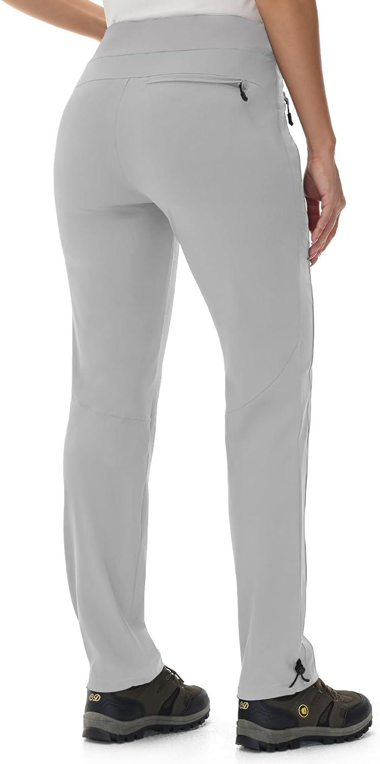 imageTBMPOY Womens Hiking Pants Lightweight Water Resistant Travel Joggers Quick Dry Outdoor Athletic Pants Zipper PocketsLight Grey