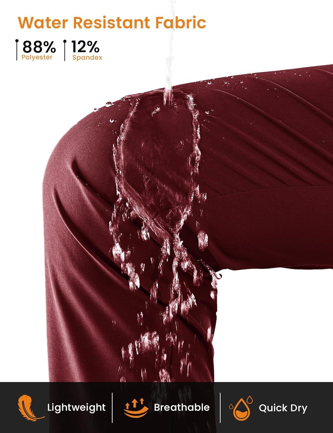 imageTBMPOY Womens Hiking Pants Lightweight Water Resistant Travel Joggers Quick Dry Outdoor Athletic Pants Zipper PocketsWine Red