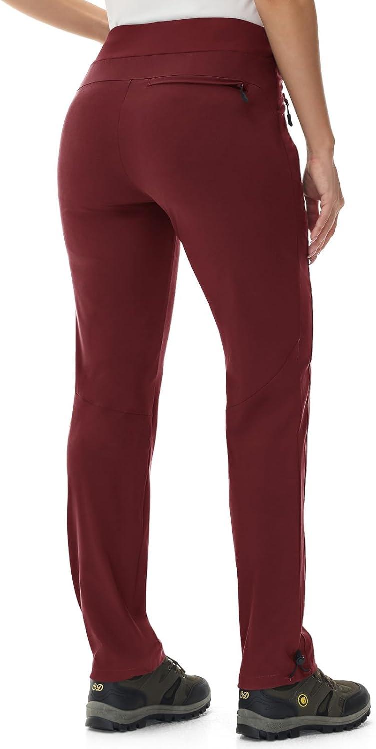 imageTBMPOY Womens Hiking Pants Lightweight Water Resistant Travel Joggers Quick Dry Outdoor Athletic Pants Zipper PocketsWine Red