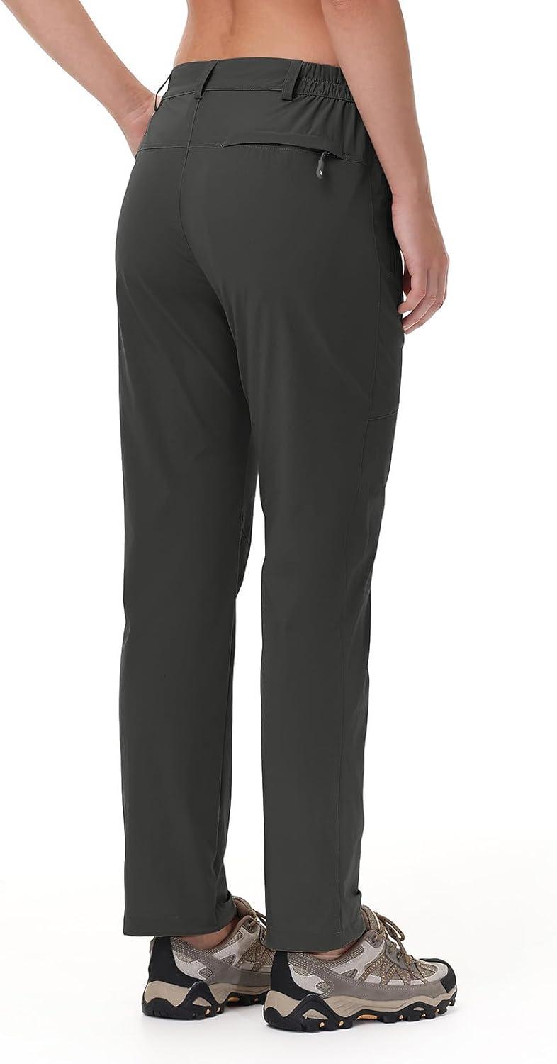 imageTBMPOY Womens Lightweight Hiking Pants Water Resistant Quick Dry Travel Work Outdoor Fishing Pants Zipper PocketsDark Grey