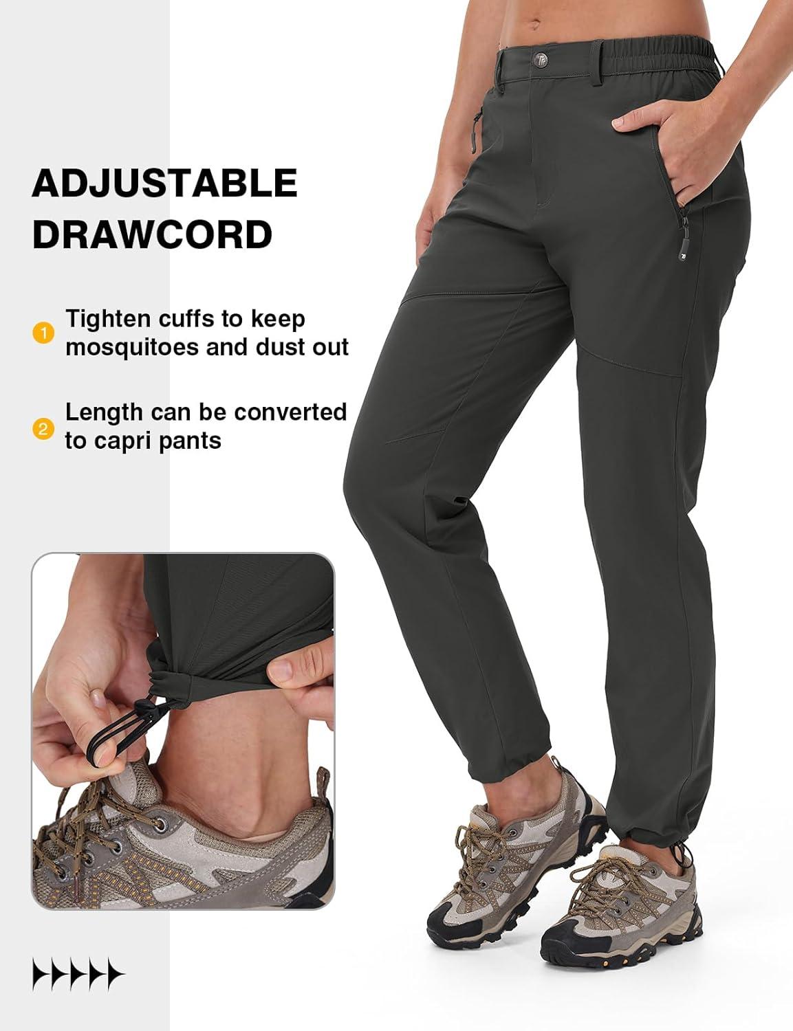 imageTBMPOY Womens Lightweight Hiking Pants Water Resistant Quick Dry Travel Work Outdoor Fishing Pants Zipper PocketsDark Grey