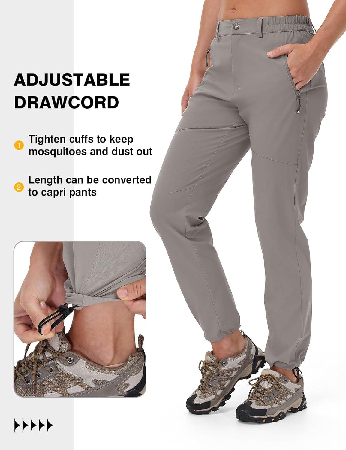 imageTBMPOY Womens Lightweight Hiking Pants Water Resistant Quick Dry Travel Work Outdoor Fishing Pants Zipper PocketsMedium Grey