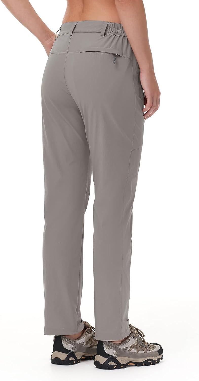 imageTBMPOY Womens Lightweight Hiking Pants Water Resistant Quick Dry Travel Work Outdoor Fishing Pants Zipper PocketsMedium Grey