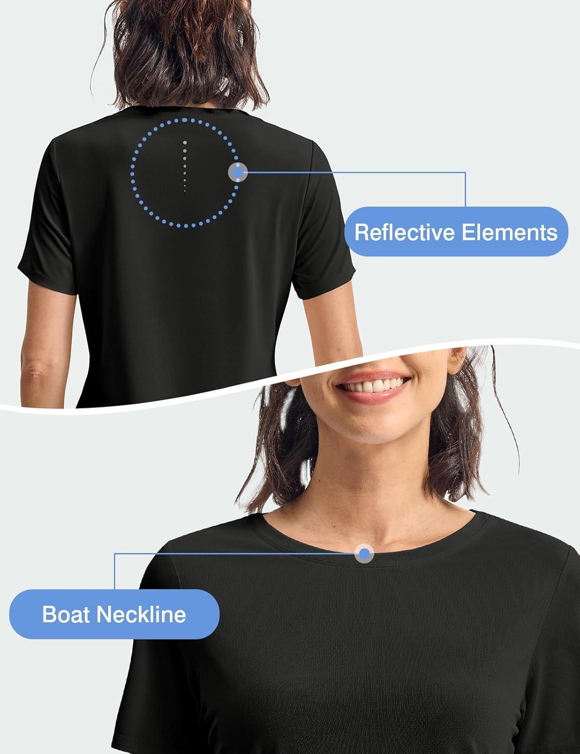 imageTBMPOY Womens Short Sleeve Workout Tops TShirts Breathable Quick Dry UPF 30 Athletic Exercise Tee Shirts with Side SlitsBlack