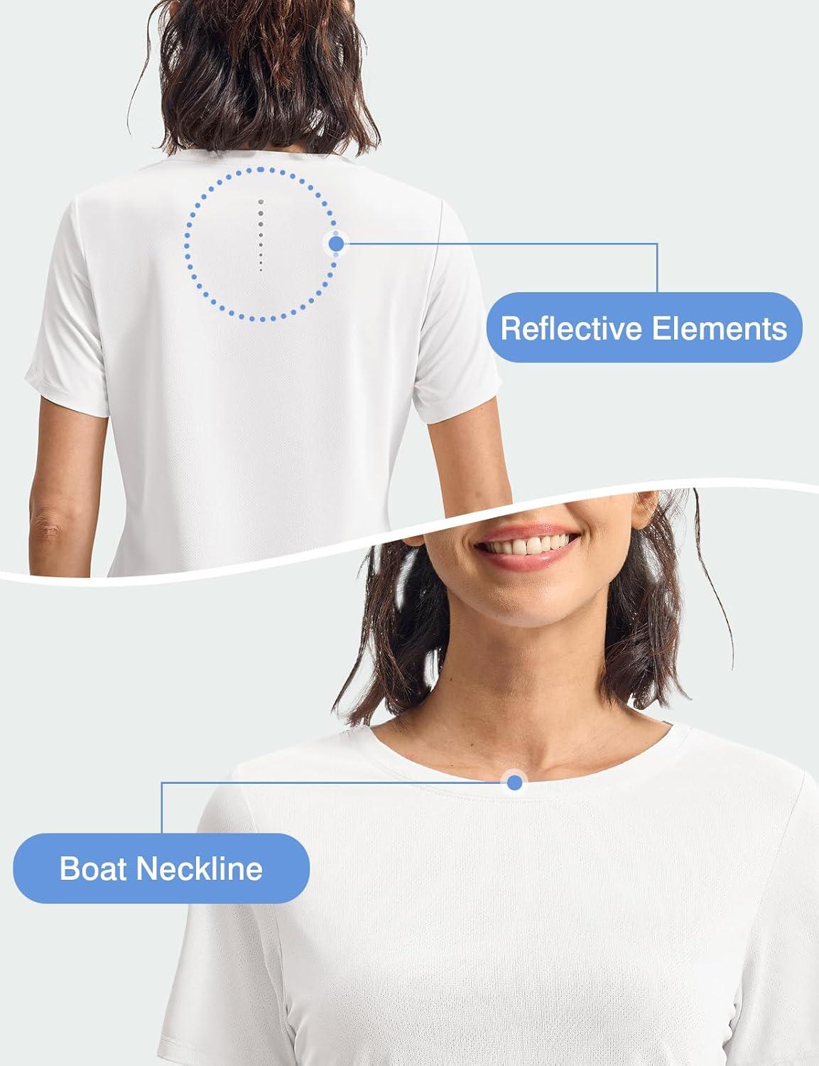 imageTBMPOY Womens Short Sleeve Workout Tops TShirts Breathable Quick Dry UPF 30 Athletic Exercise Tee Shirts with Side SlitsWhite