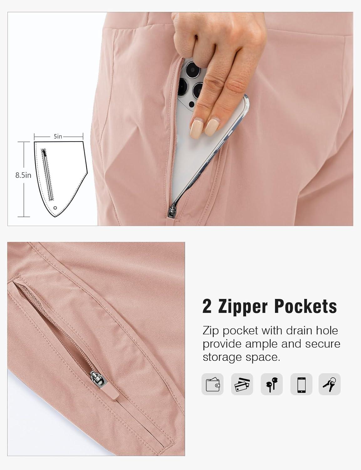 imageTBMPOY Womens Swim Board Shorts with Zipper Pockets 5 High Waisted Bathing Suit Swimwear Quick Dry Beach ShortLight Pink
