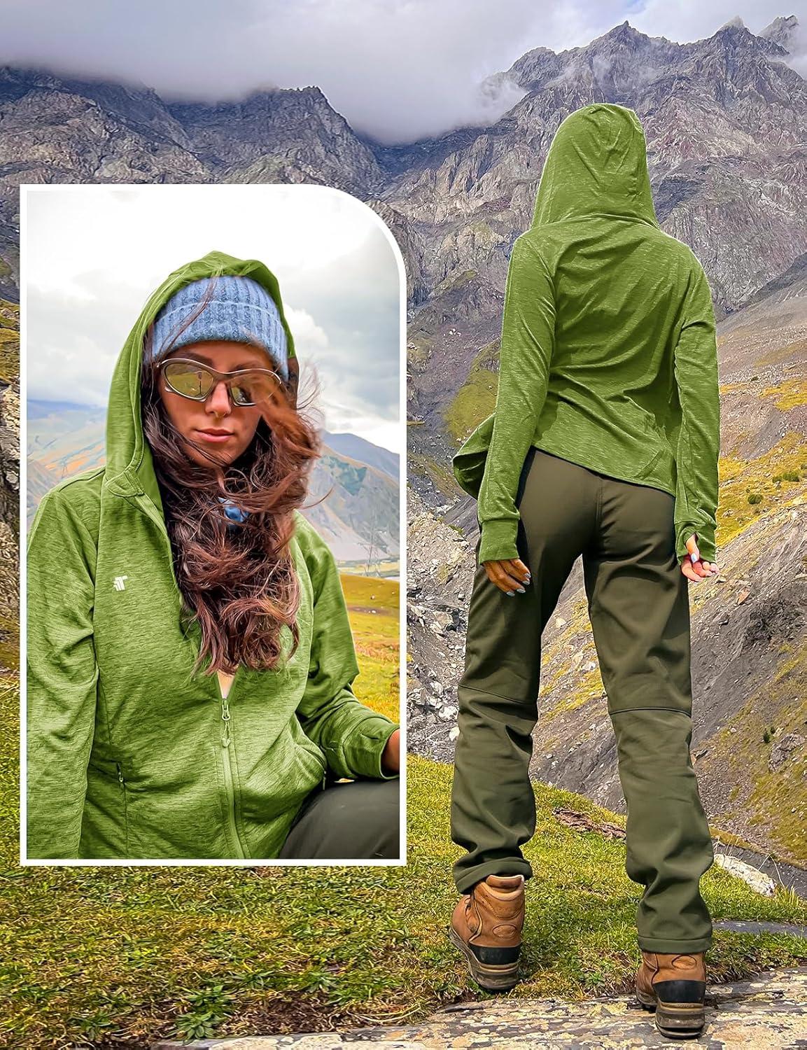 imageTBMPOY Womens UPF 50 Sun Protection Hoodie Jackets Light Weight Long Sleeve Shirts Hiking Outdoor Full Zip Tops11fruit Green