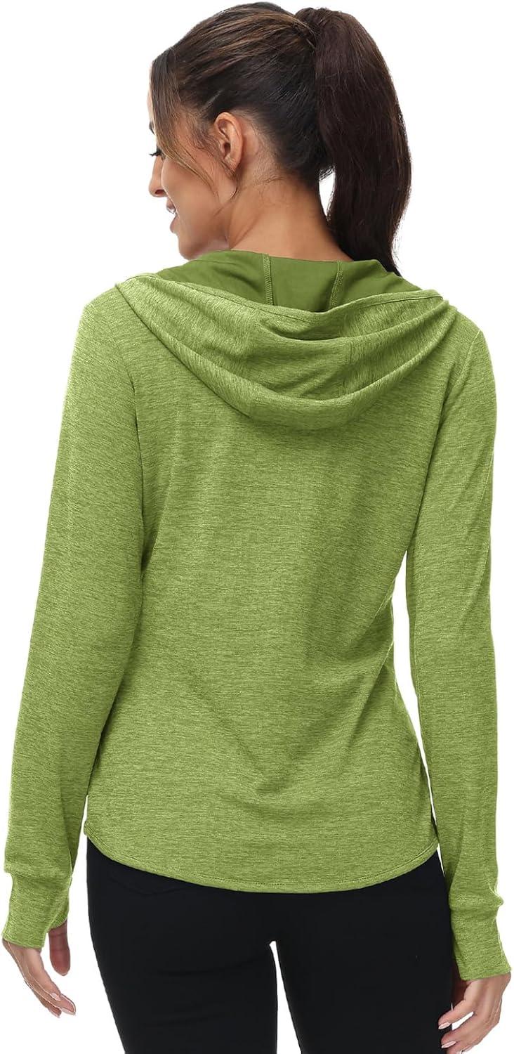 imageTBMPOY Womens UPF 50 Sun Protection Hoodie Jackets Light Weight Long Sleeve Shirts Hiking Outdoor Full Zip Tops11fruit Green