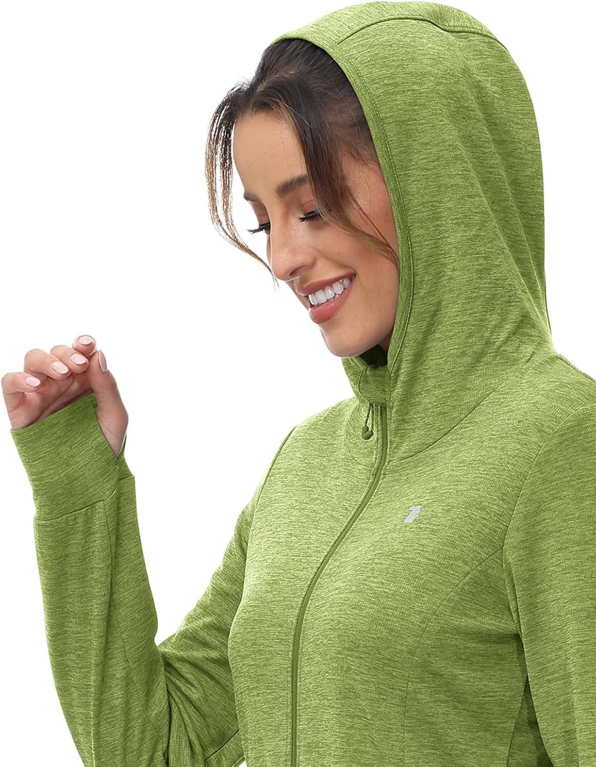 imageTBMPOY Womens UPF 50 Sun Protection Hoodie Jackets Light Weight Long Sleeve Shirts Hiking Outdoor Full Zip Tops11fruit Green
