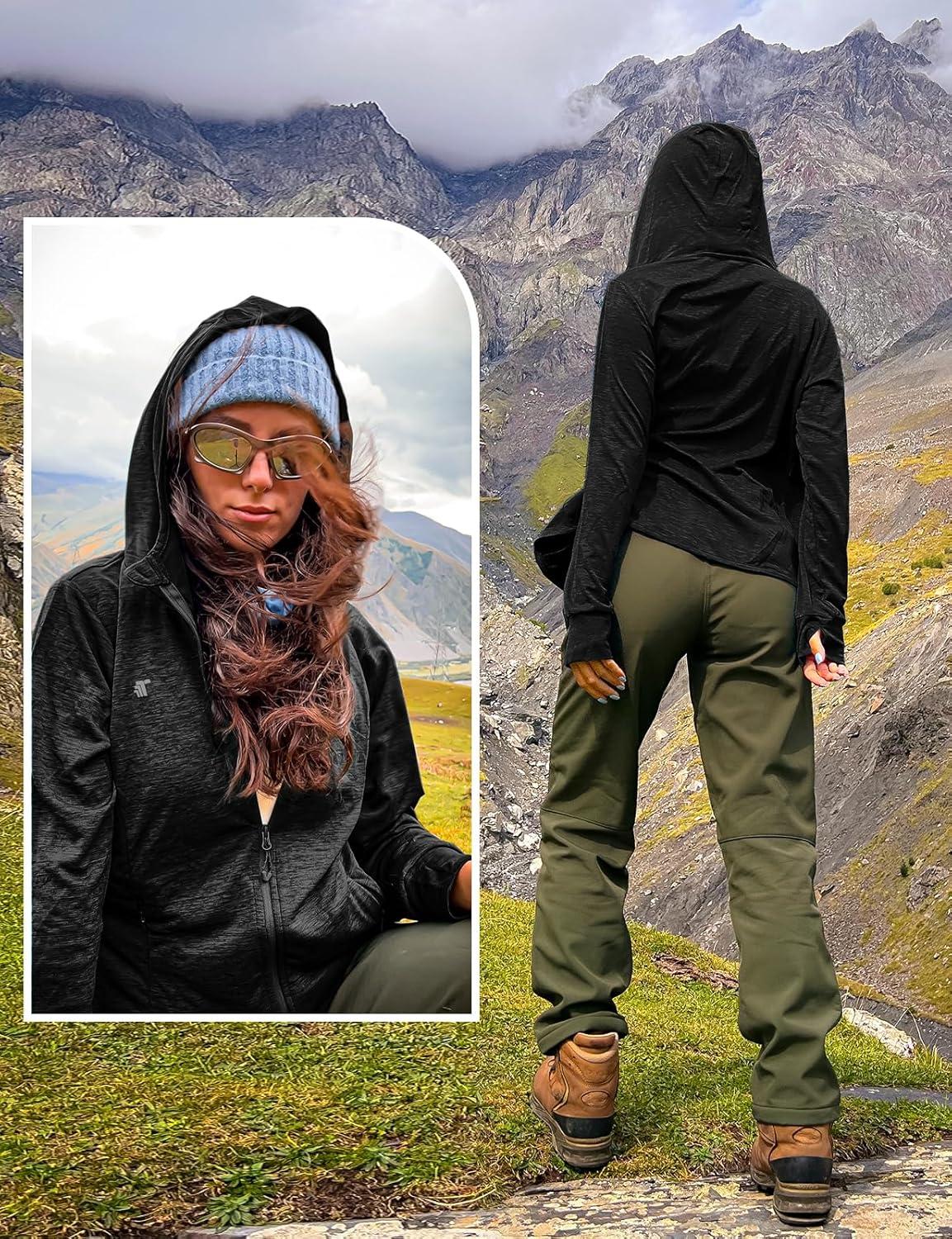 imageTBMPOY Womens UPF 50 Sun Protection Hoodie Jackets Light Weight Long Sleeve Shirts Hiking Outdoor Full Zip Tops12black