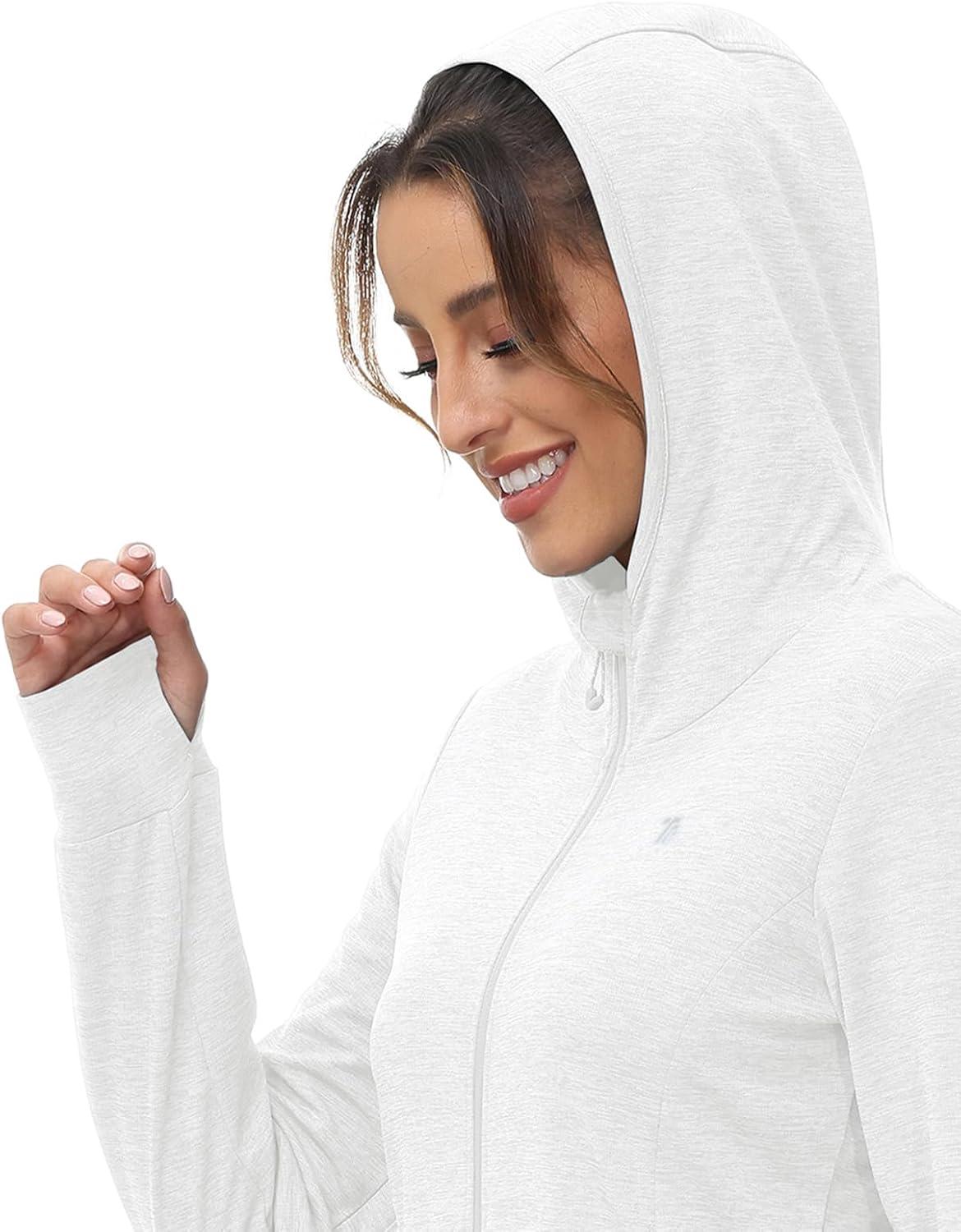 imageTBMPOY Womens UPF 50 Sun Protection Hoodie Jackets Light Weight Long Sleeve Shirts Hiking Outdoor Full Zip Tops13white