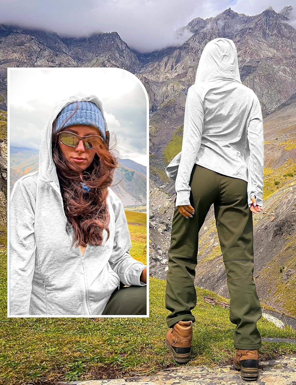imageTBMPOY Womens UPF 50 Sun Protection Hoodie Jackets Light Weight Long Sleeve Shirts Hiking Outdoor Full Zip Tops13white