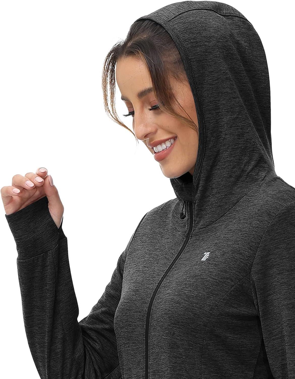 imageTBMPOY Womens UPF 50 Sun Protection Hoodie Jackets Light Weight Long Sleeve Shirts Hiking Outdoor Full Zip Tops1dark Grey